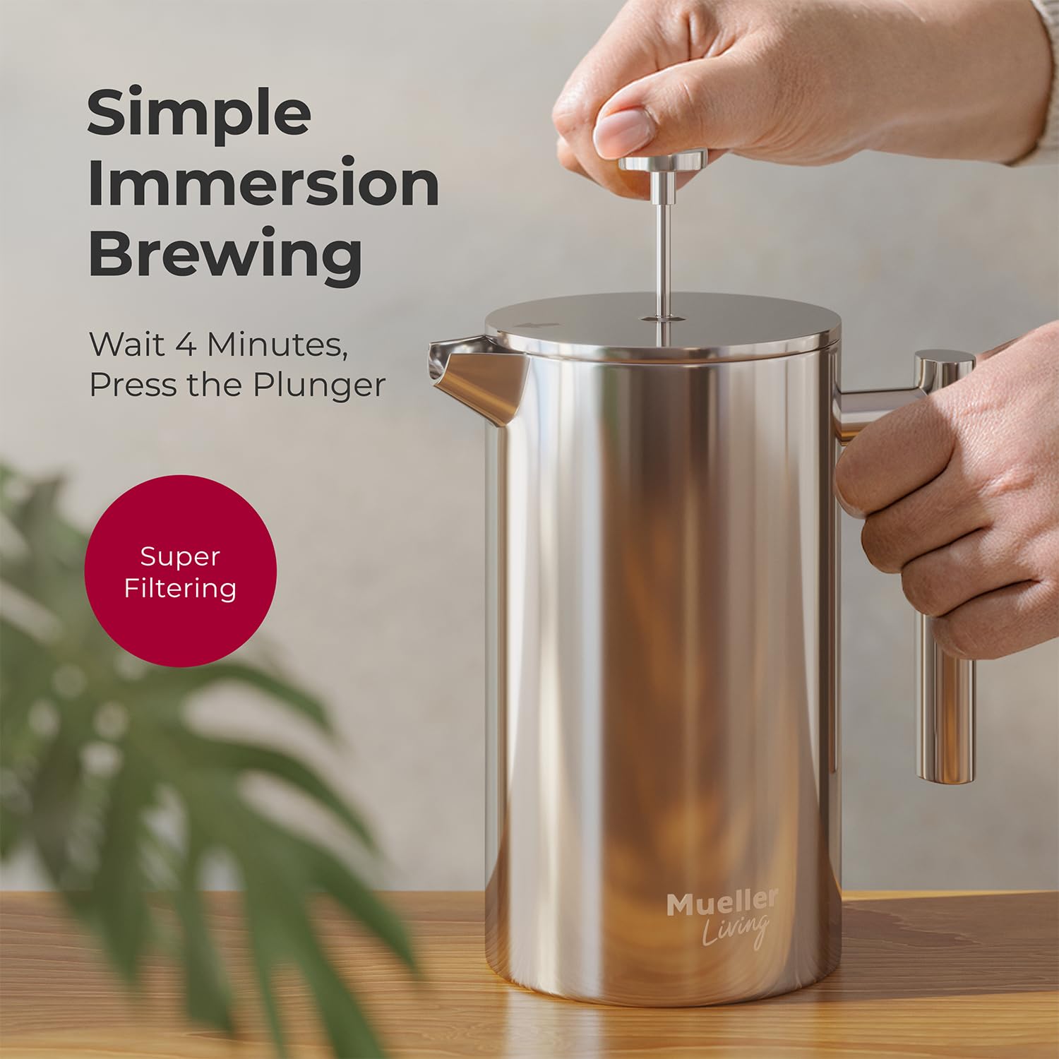 MuellerLiving tapa y manija ergonómica para servir con seguridad y comodidad