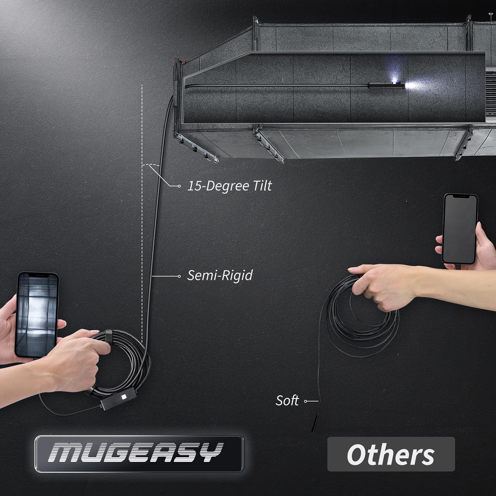 MugEasy cable semi-rígido extendido, alcance de 16.4 ft para zonas profundas