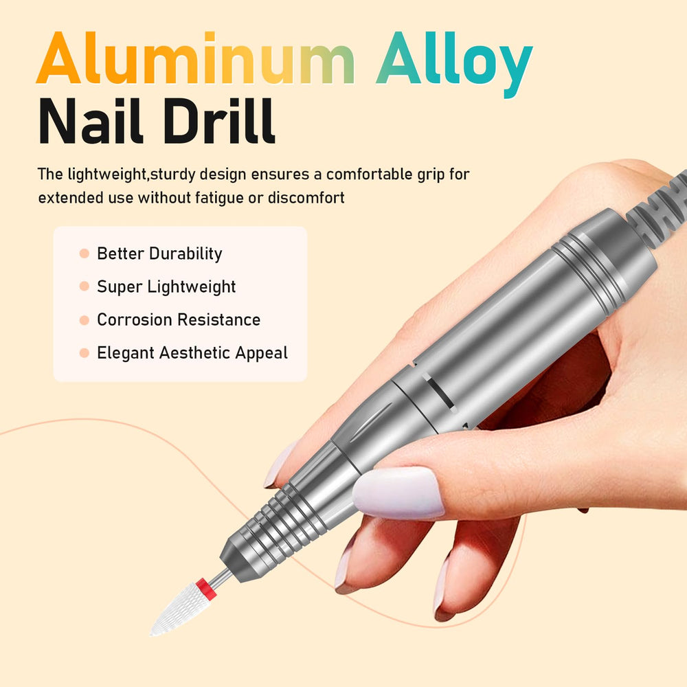 mUGLE taladro en uso sobre uñas acrílicas mostrando acabado uniforme