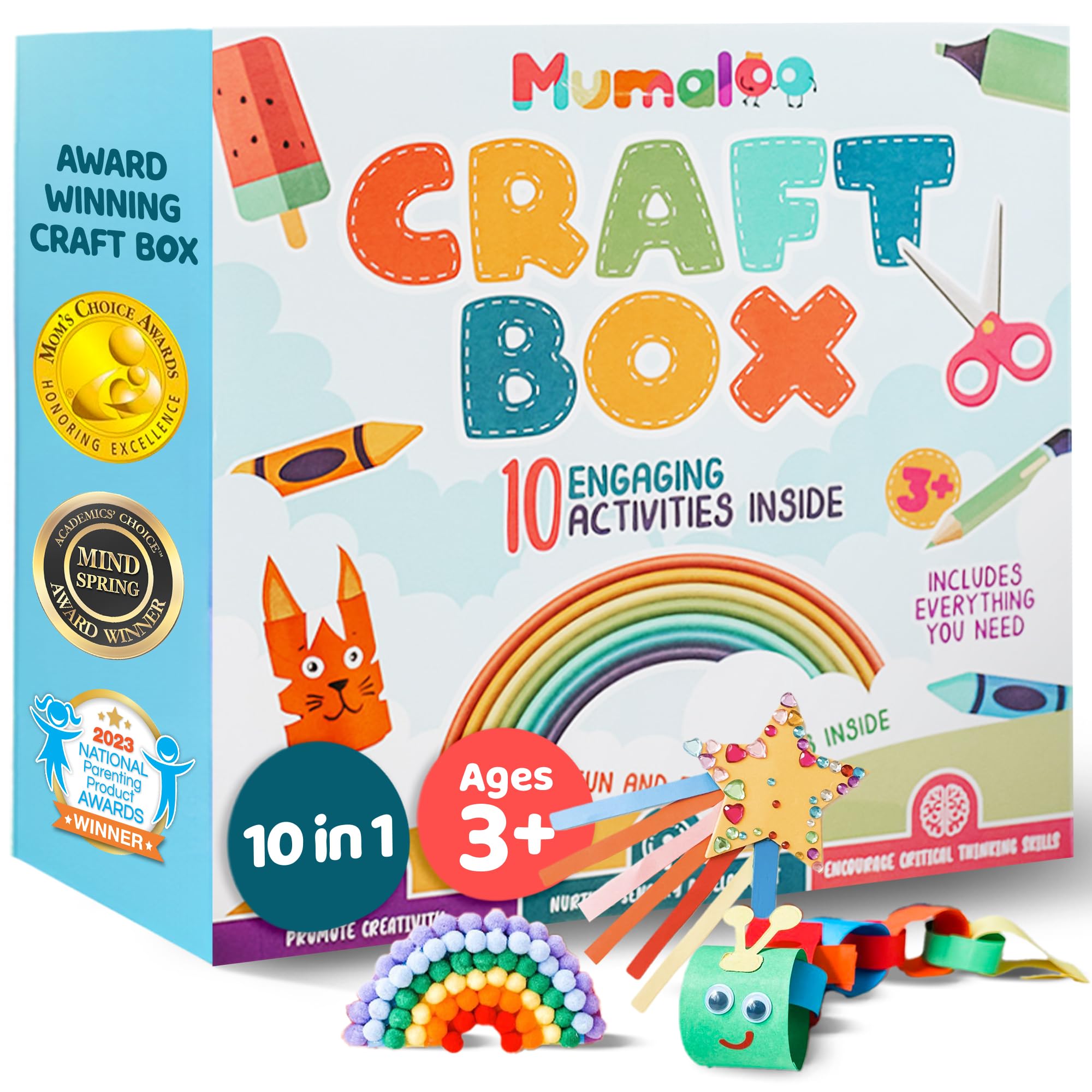 Mumaloo frontal de la caja mostrando 10 proyectos organizados y sorpresa