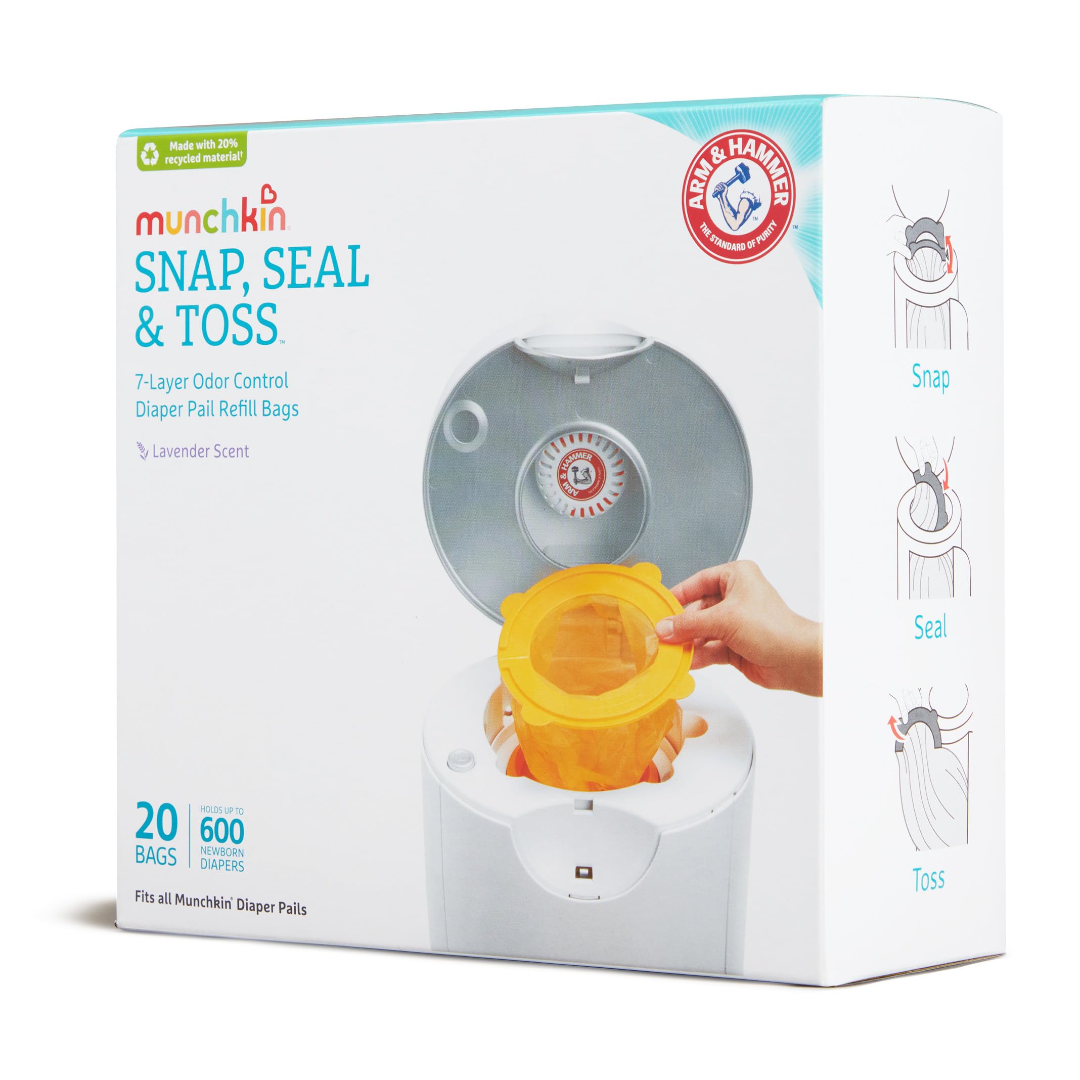 Munchkin Arm & Hammer bolsa en habitación de bebé mejorando el olor