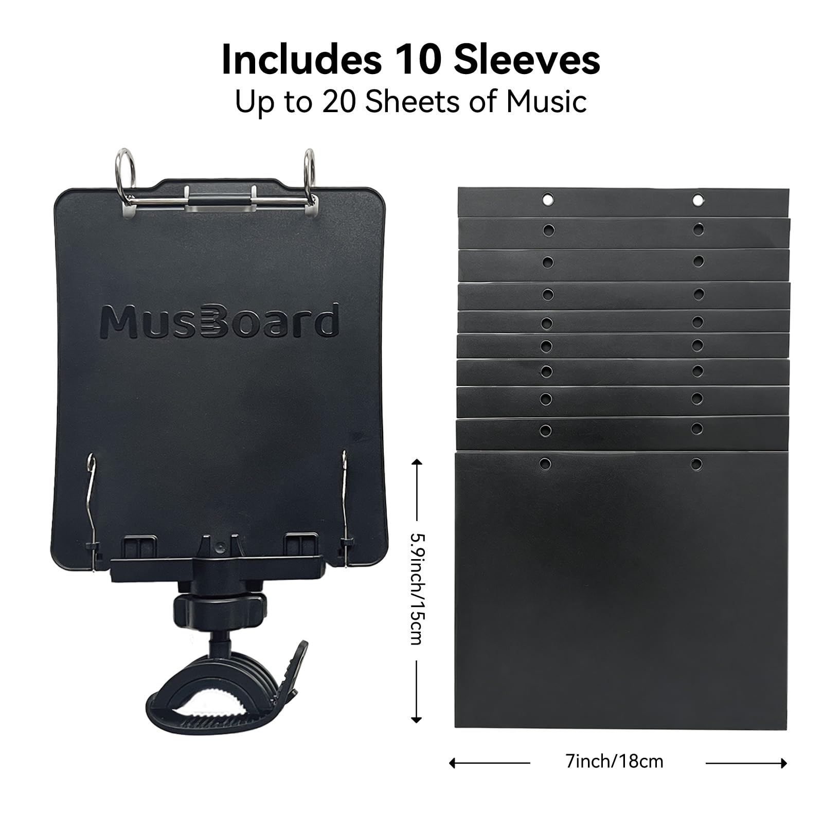 MusBoard TC10C used by marching musician illustrating clear sightlines