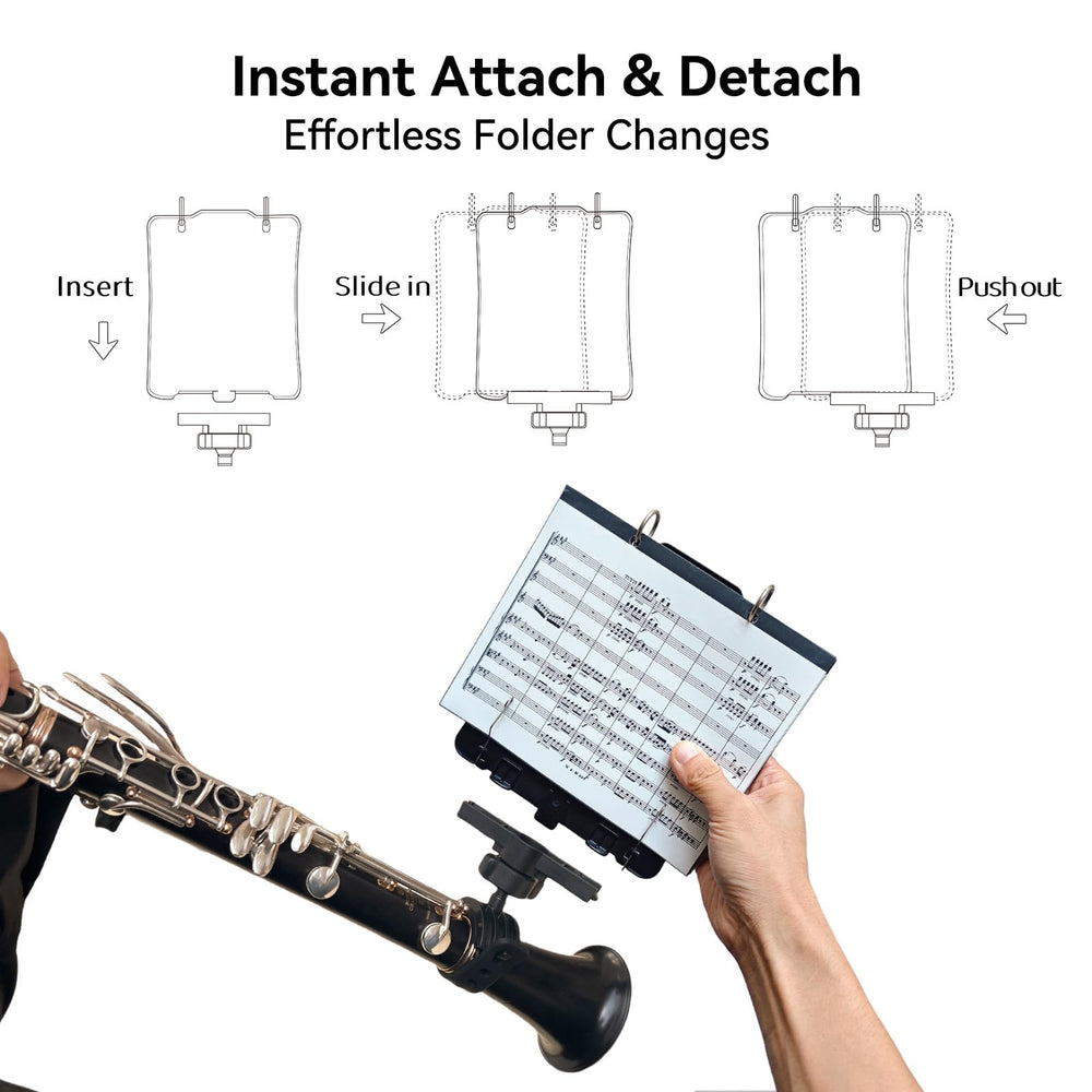 MusBoard TC10C refill sleeves and clips holding up to twenty sheets
