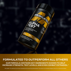 MuscleTech AlphaTest hombre tomando cápsulas antes de entrenar como apoyo al rendimiento