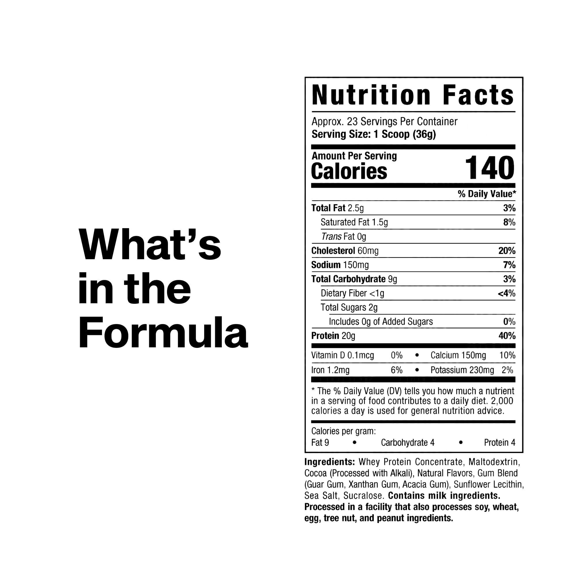 MuscleTech etiqueta de ingredientes señalando origen grass-fed y sin GMO