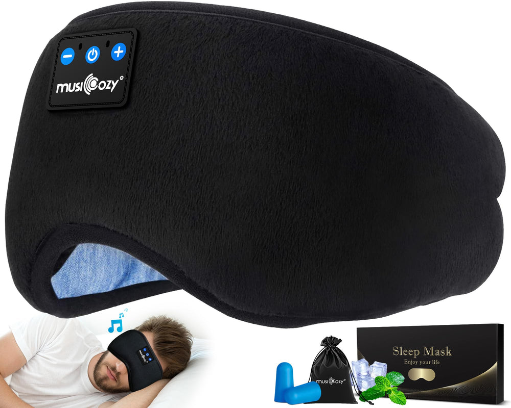 MUSICOZY máscara frontal mostrando cierre y ajuste cómodo
