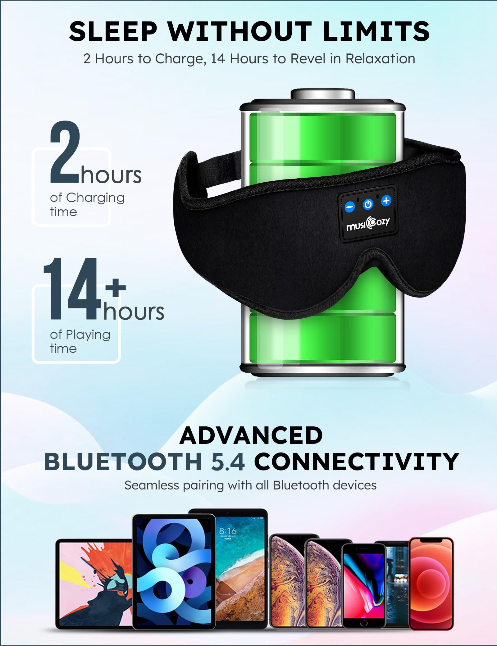 MUSICOZY ultra-thin speaker detail showing silicone cover and low-profile driver for side-sleeper comfort