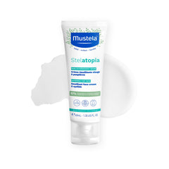 Mustela empaque frontal Stelatopia mostrando tubo y beneficios