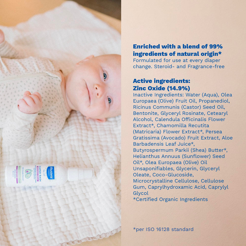 Mustela envase con símbolo reciclable que cuida el planeta