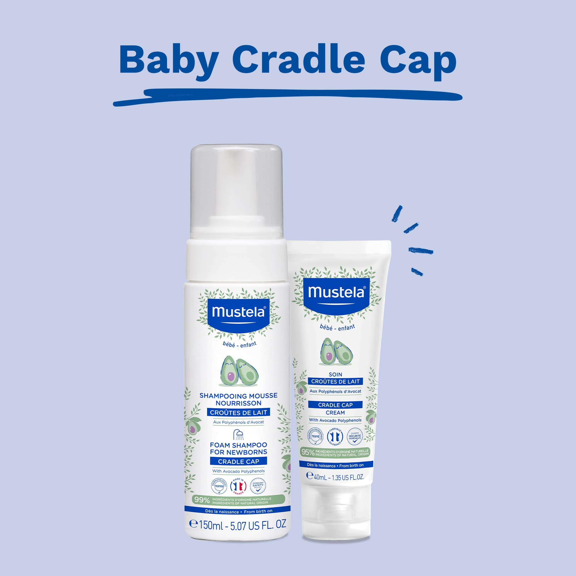 Mustela etiqueta con ingredientes Avocado Perseose y aceite de borraja, transparencia
