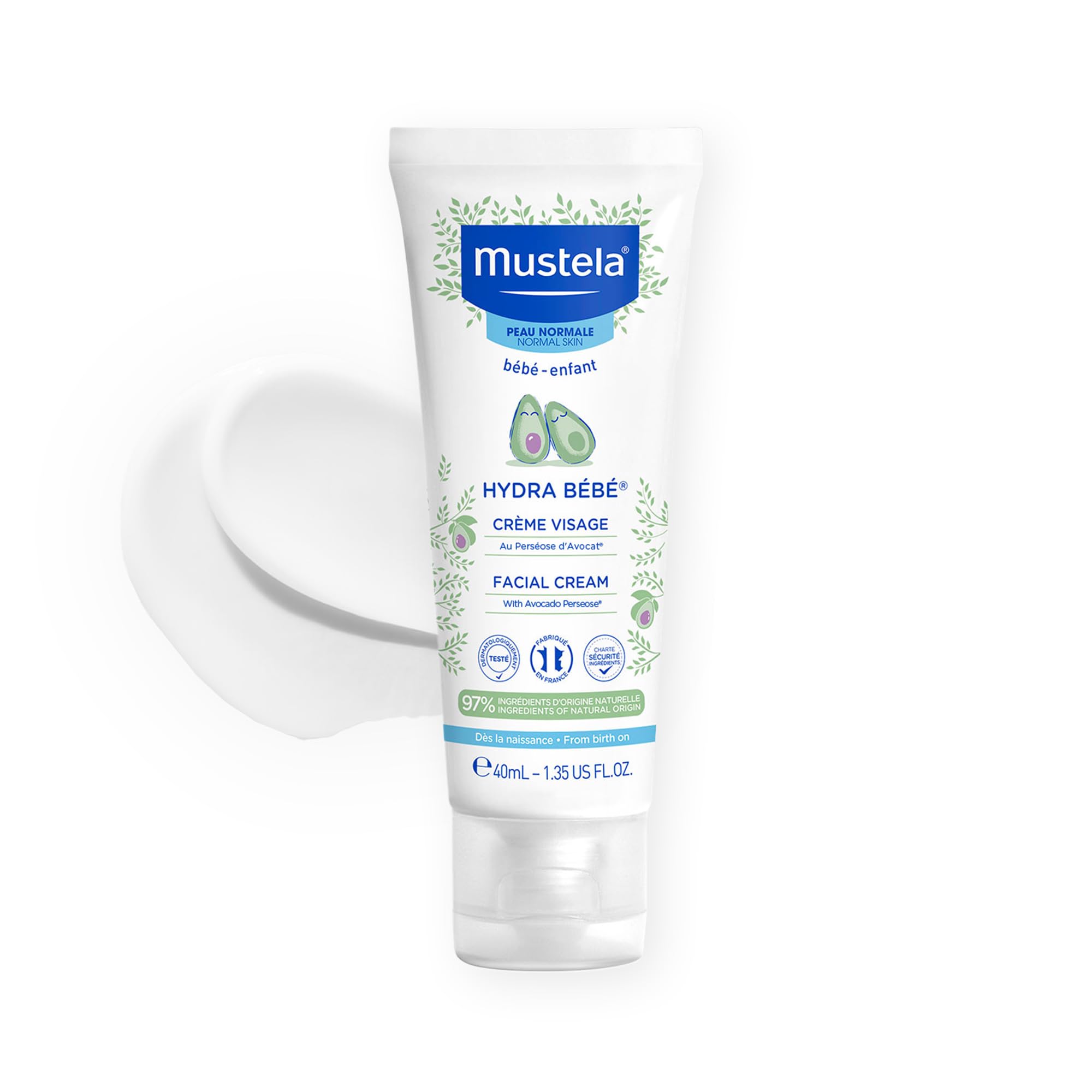 Mustela envase frontal mostrando la crema y facilidad de aplicación