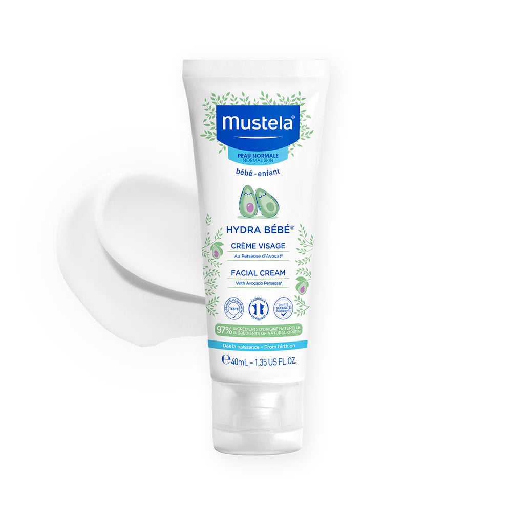 Mustela envase frontal mostrando la crema y facilidad de aplicación