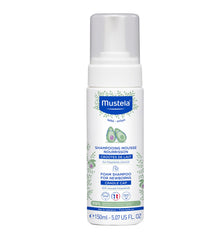 Mustela frente del envase de espuma champú, fácil identificación y uso