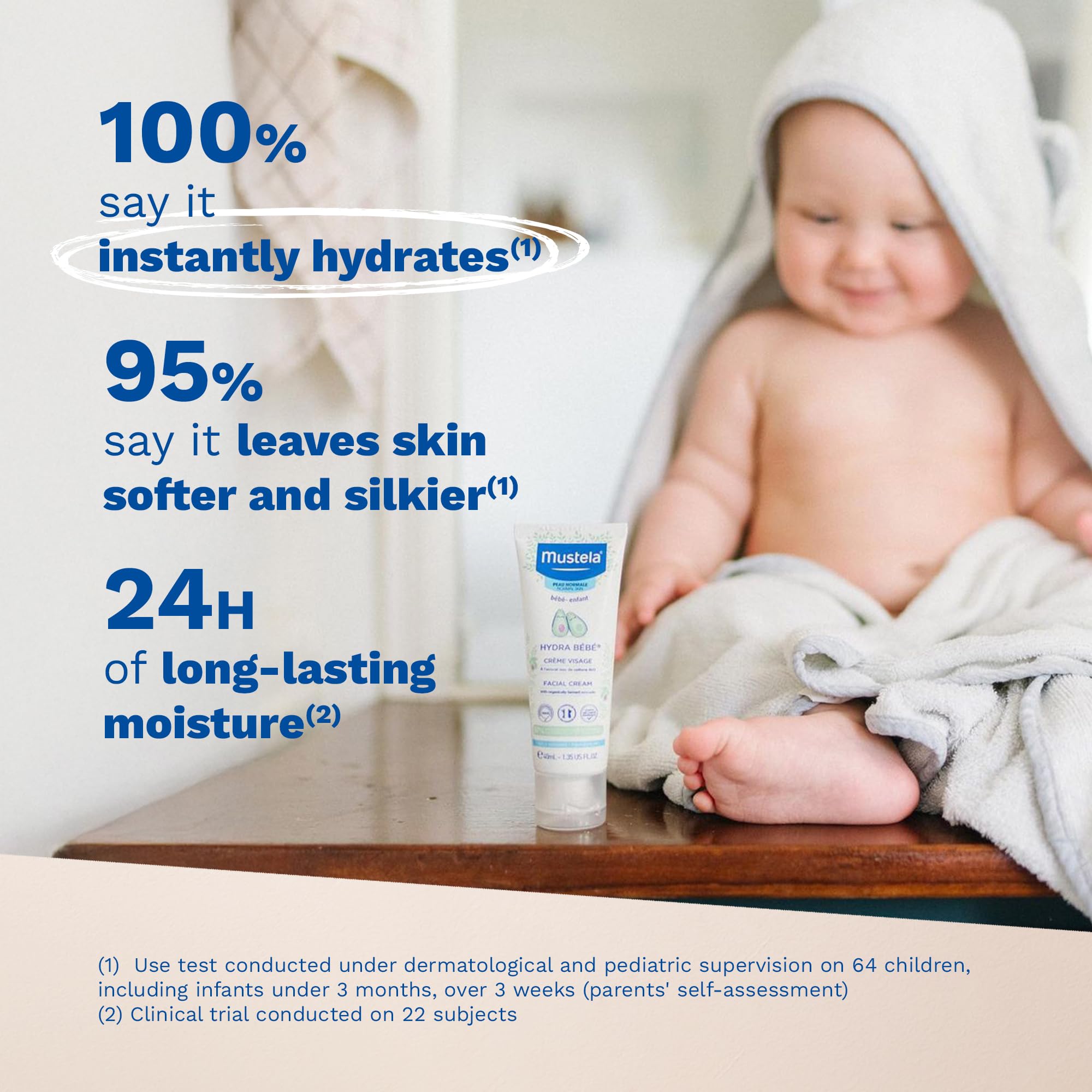Mustela textura cremosa que se absorbe rápido y aporta hidratación