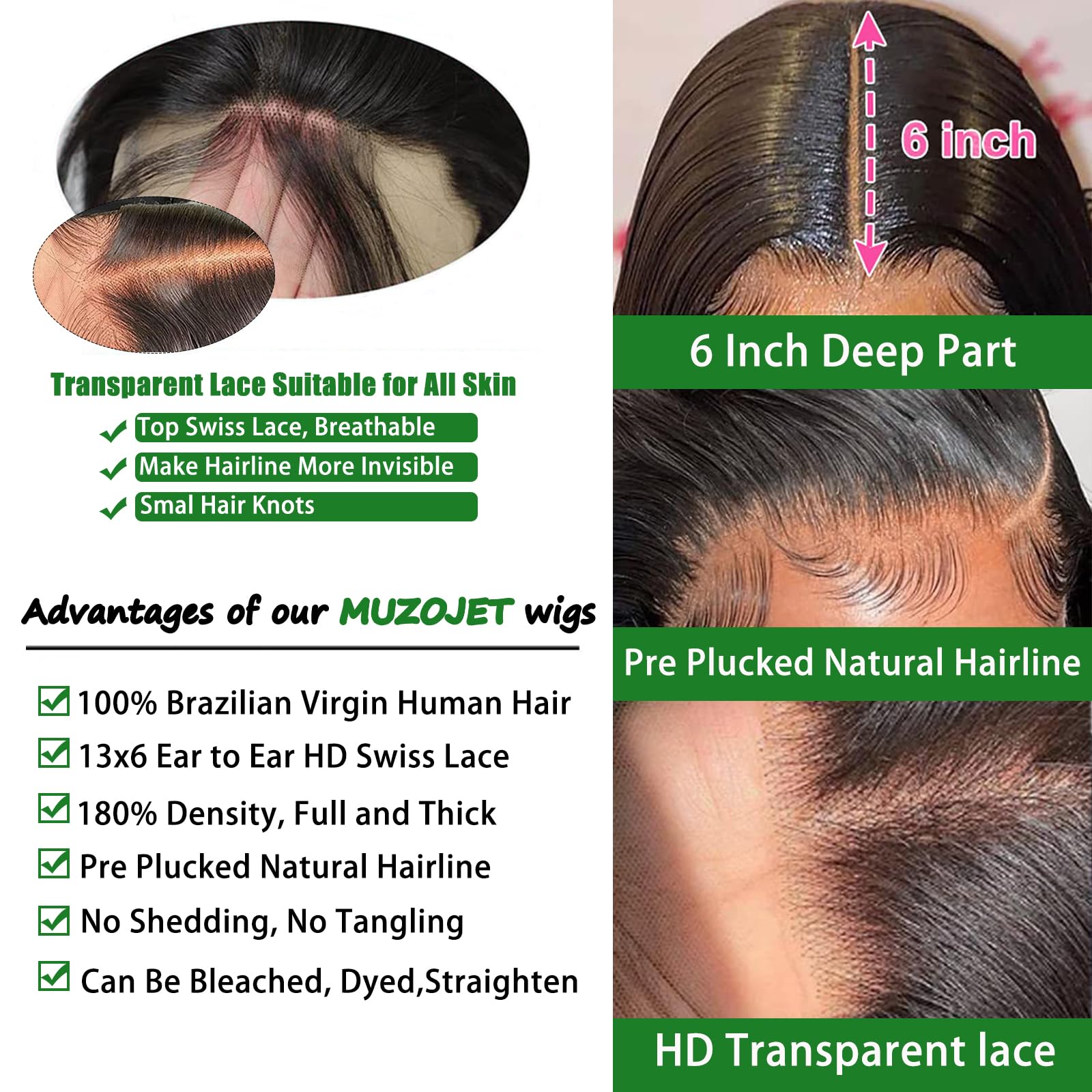 MUZOJET detalle textura body wave suave con brillo natural y movimiento