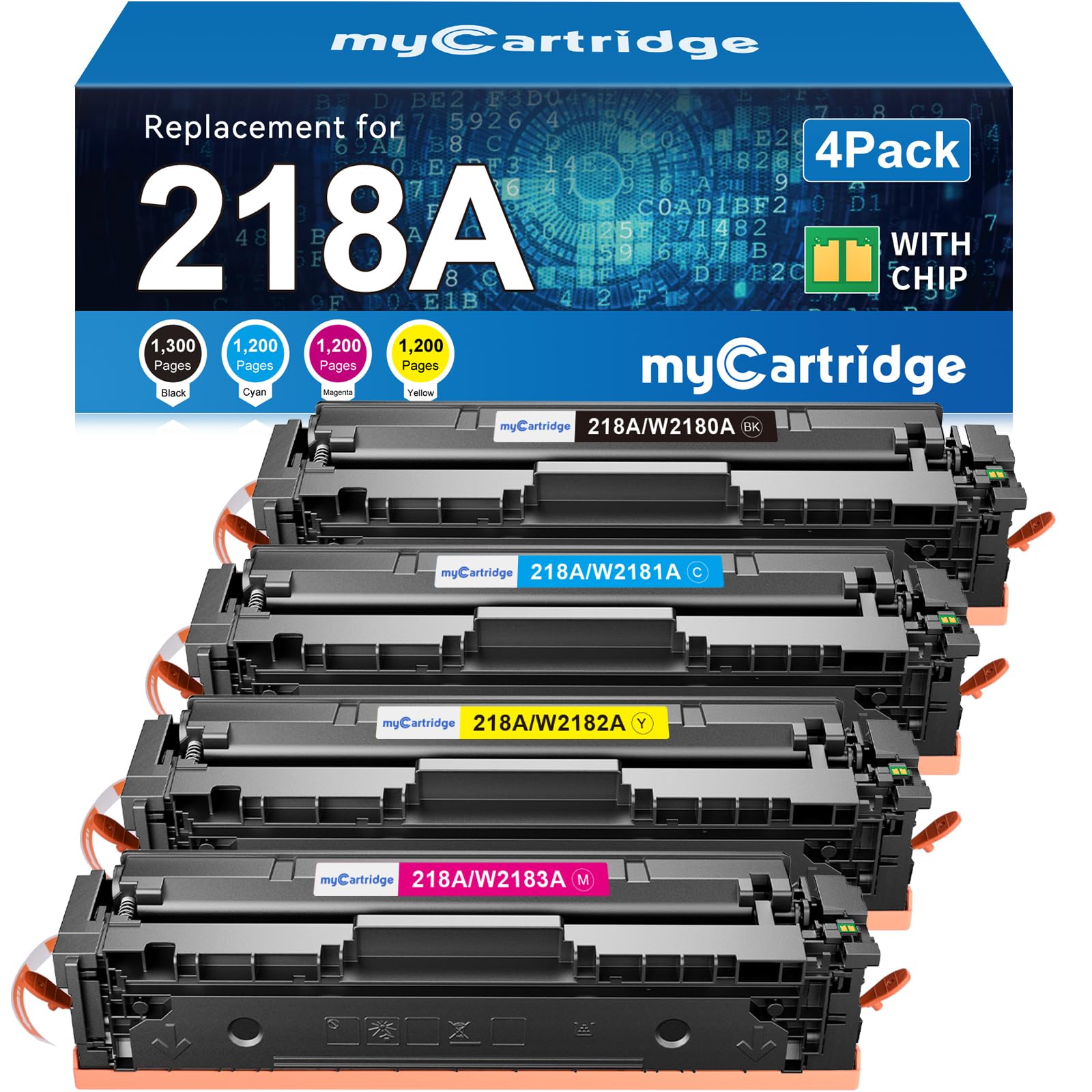 myCartridge pack frontal mostrando cuatro cartuchos y beneficio instalación rápida