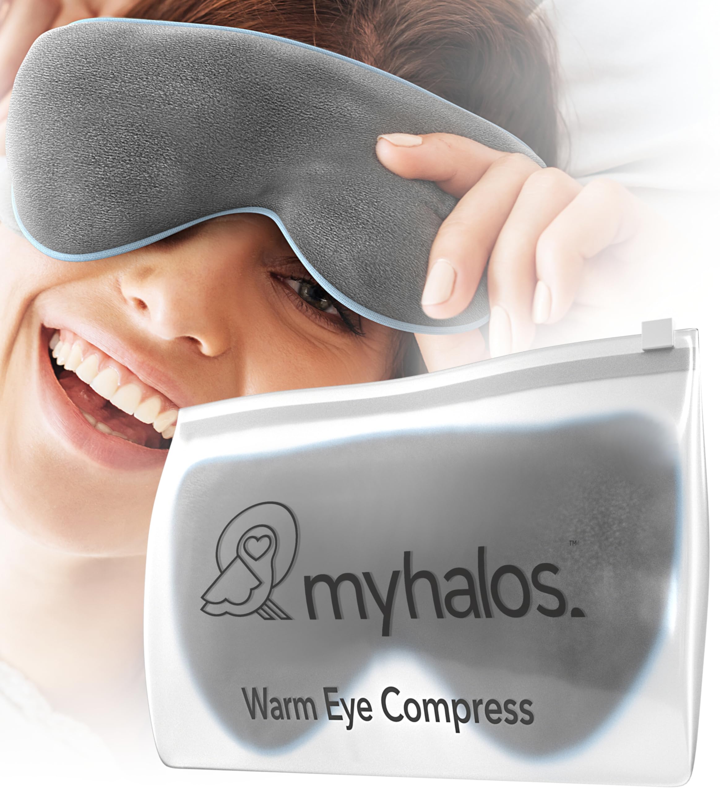 myhalos máscara frontal mostrando diseño cómodo y cobertura ocular