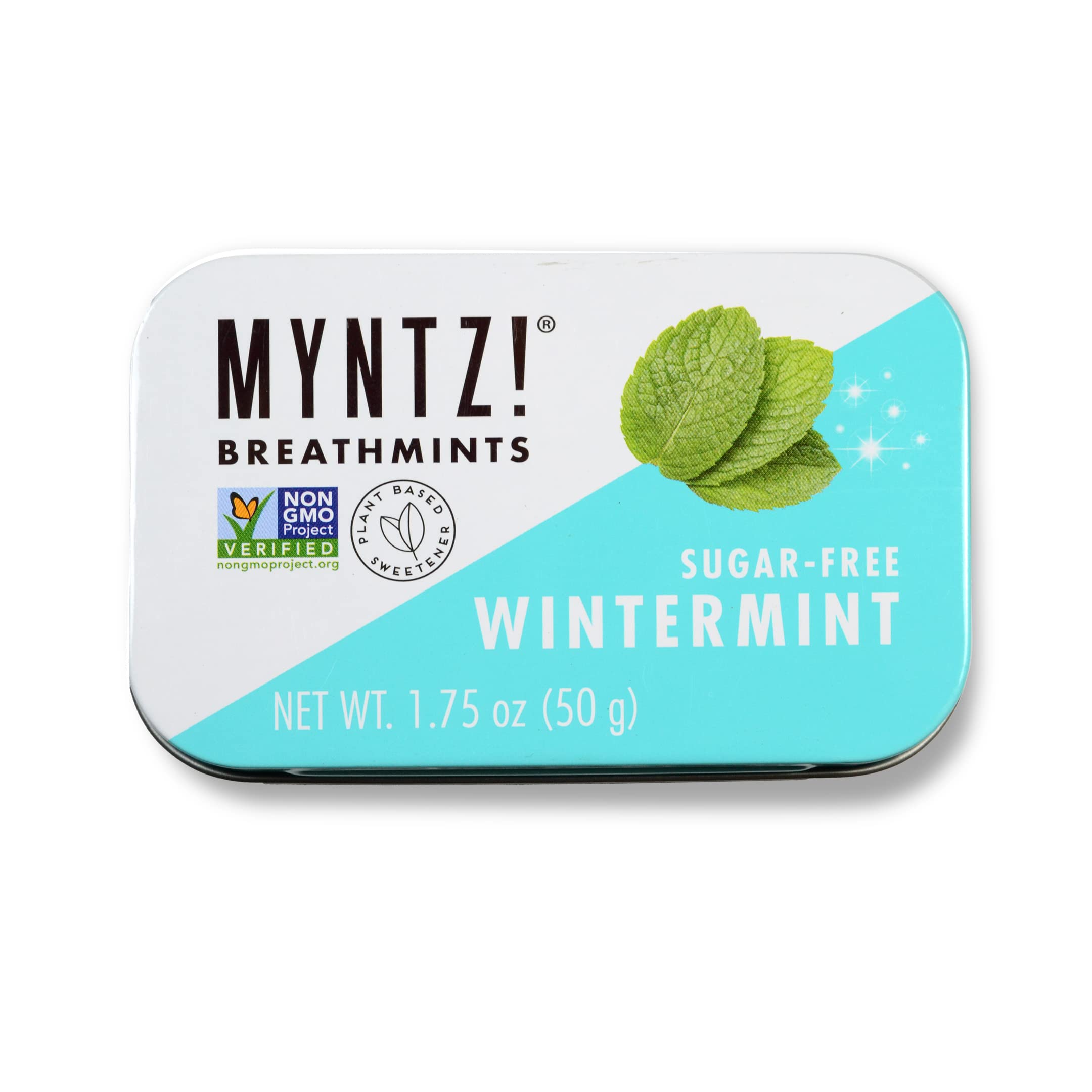 MYNTZ! lata abierta mostrando pastillas y facilidad de uso portátil