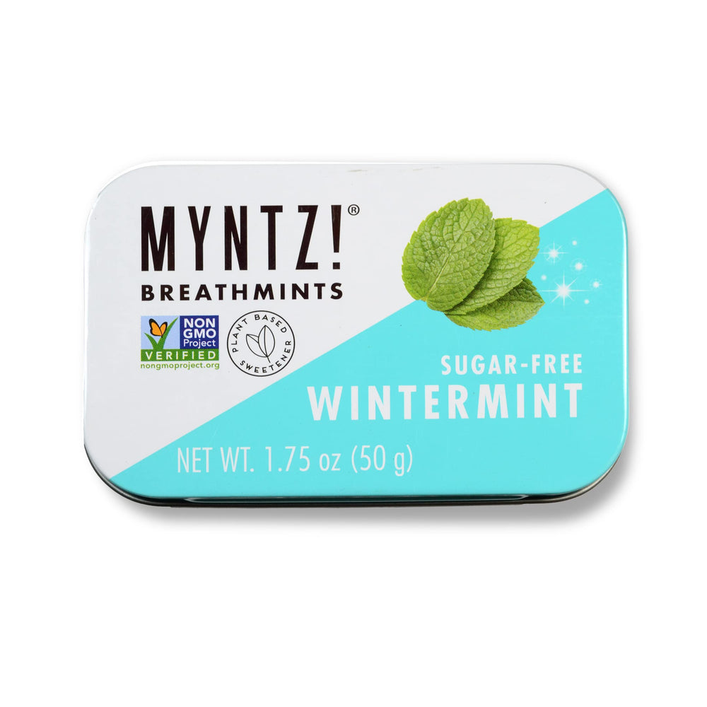 MYNTZ! lata abierta mostrando pastillas y facilidad de uso portátil