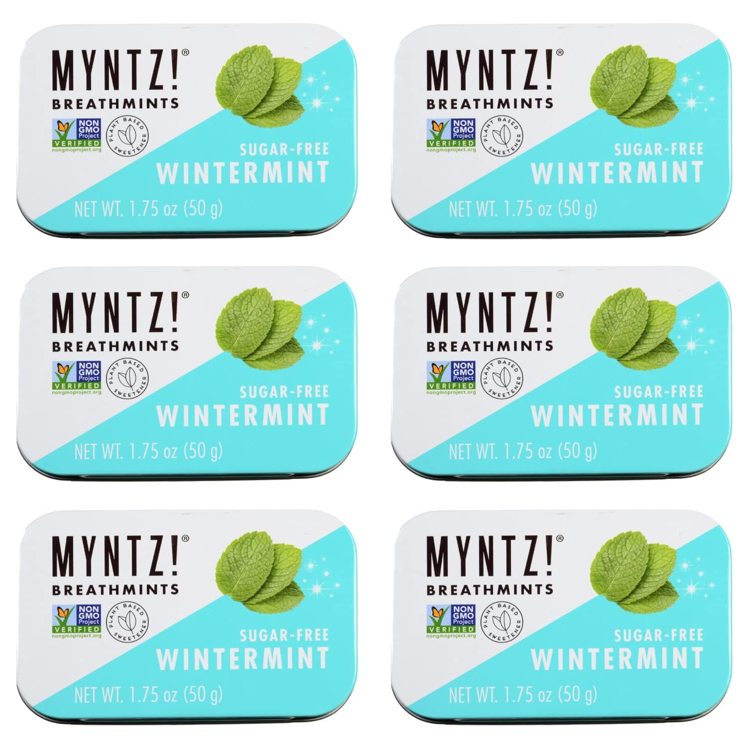 MYNTZ! lata frontal Wintermynt con diseño y sello de frescor