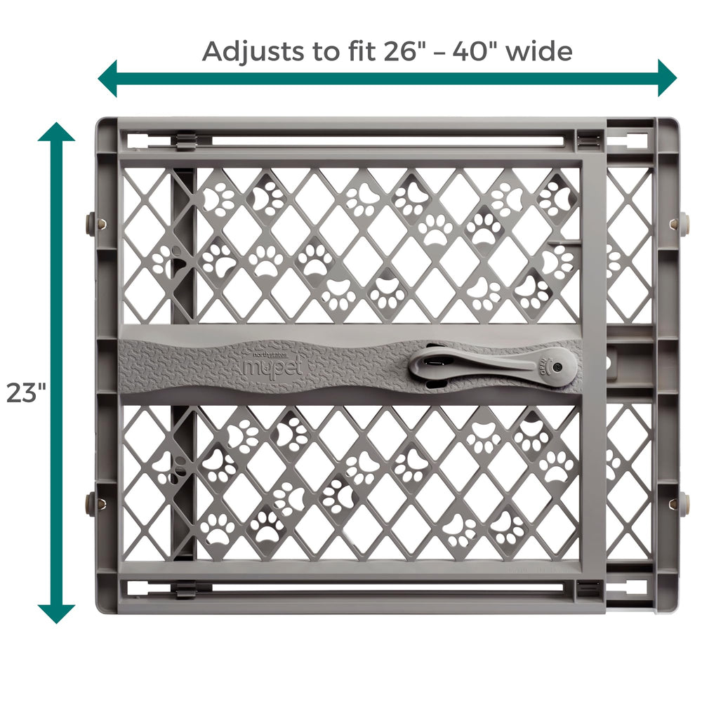 MYPET gate installed in a doorway demonstrating tool-free pressure mounted convenience