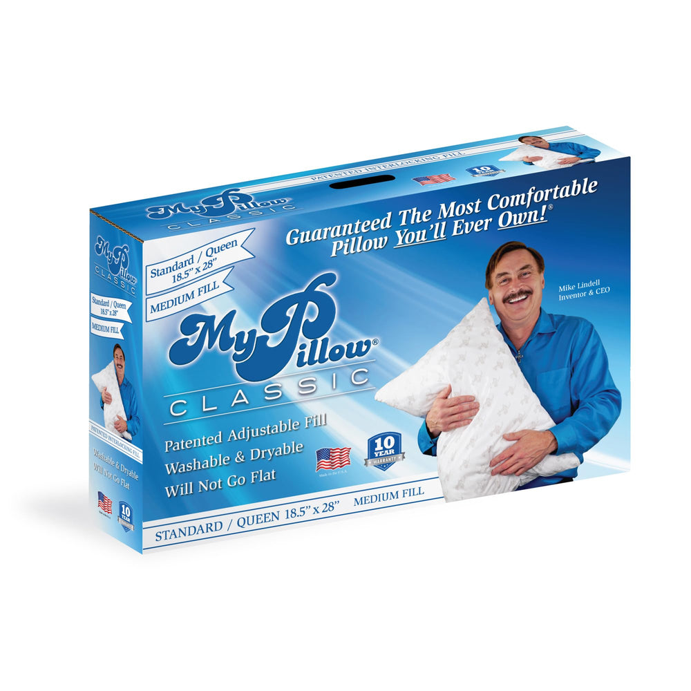 MyPillow vista frontal del empaque comprimido y entrega ecoamigable