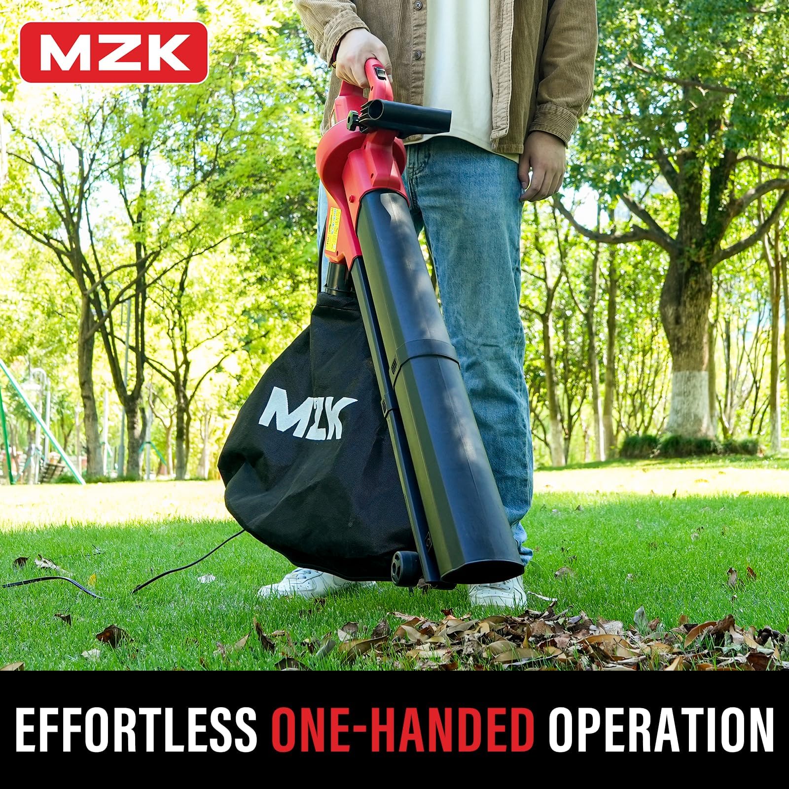 MZK in a backyard cleaning scene showing versatile performance and time savings