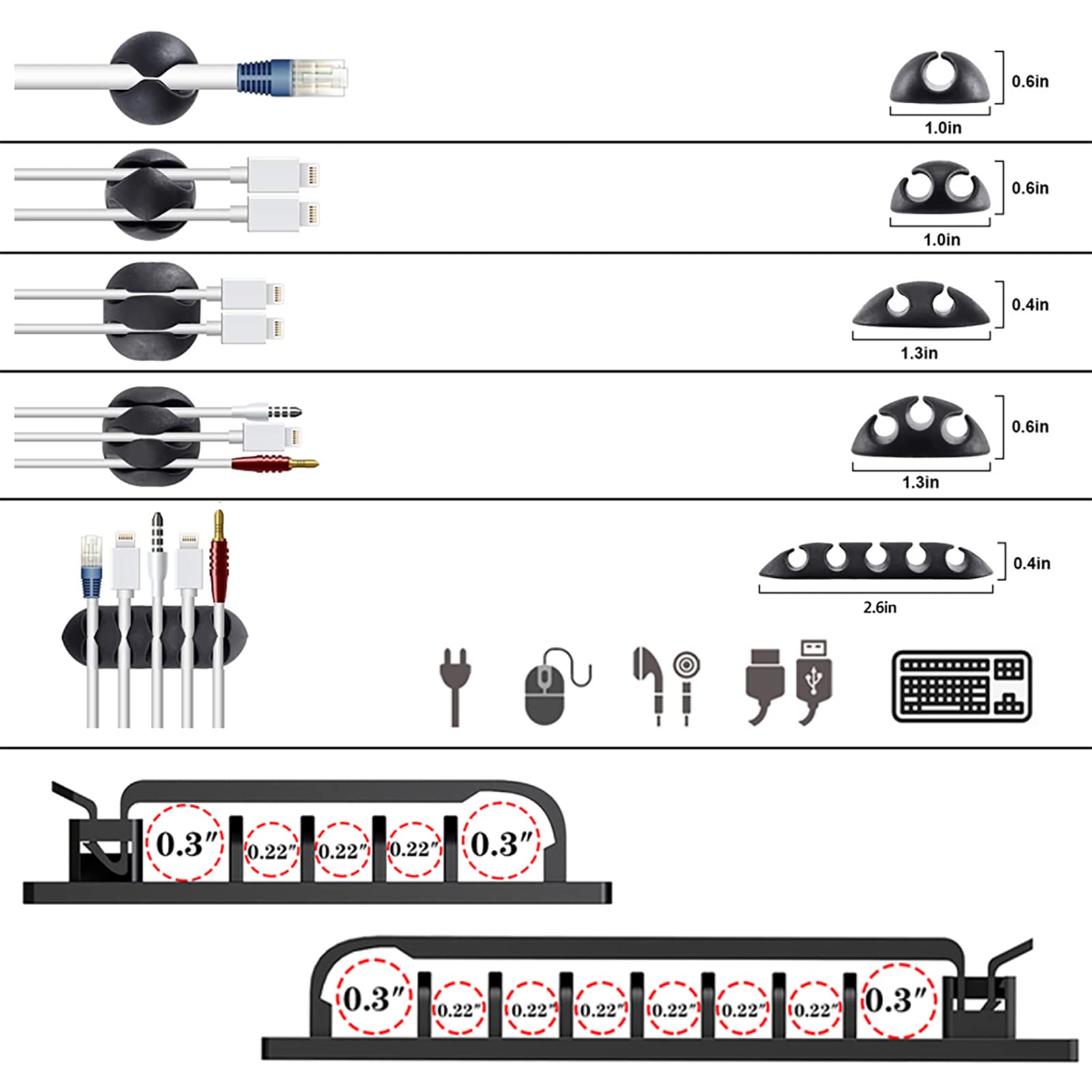 N NOROCME clips adhesivos fijando cables a escritorio, sujeción segura