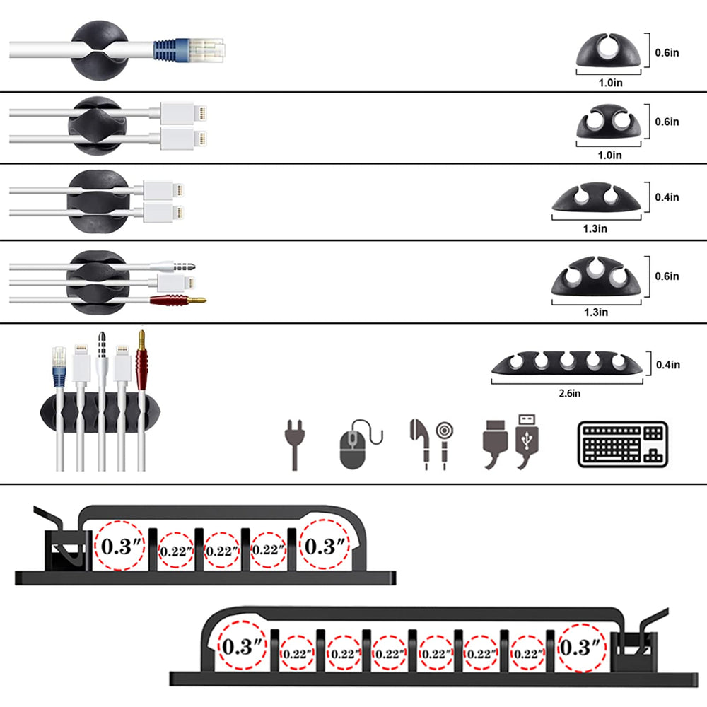 N NOROCME clips adhesivos fijando cables a escritorio, sujeción segura