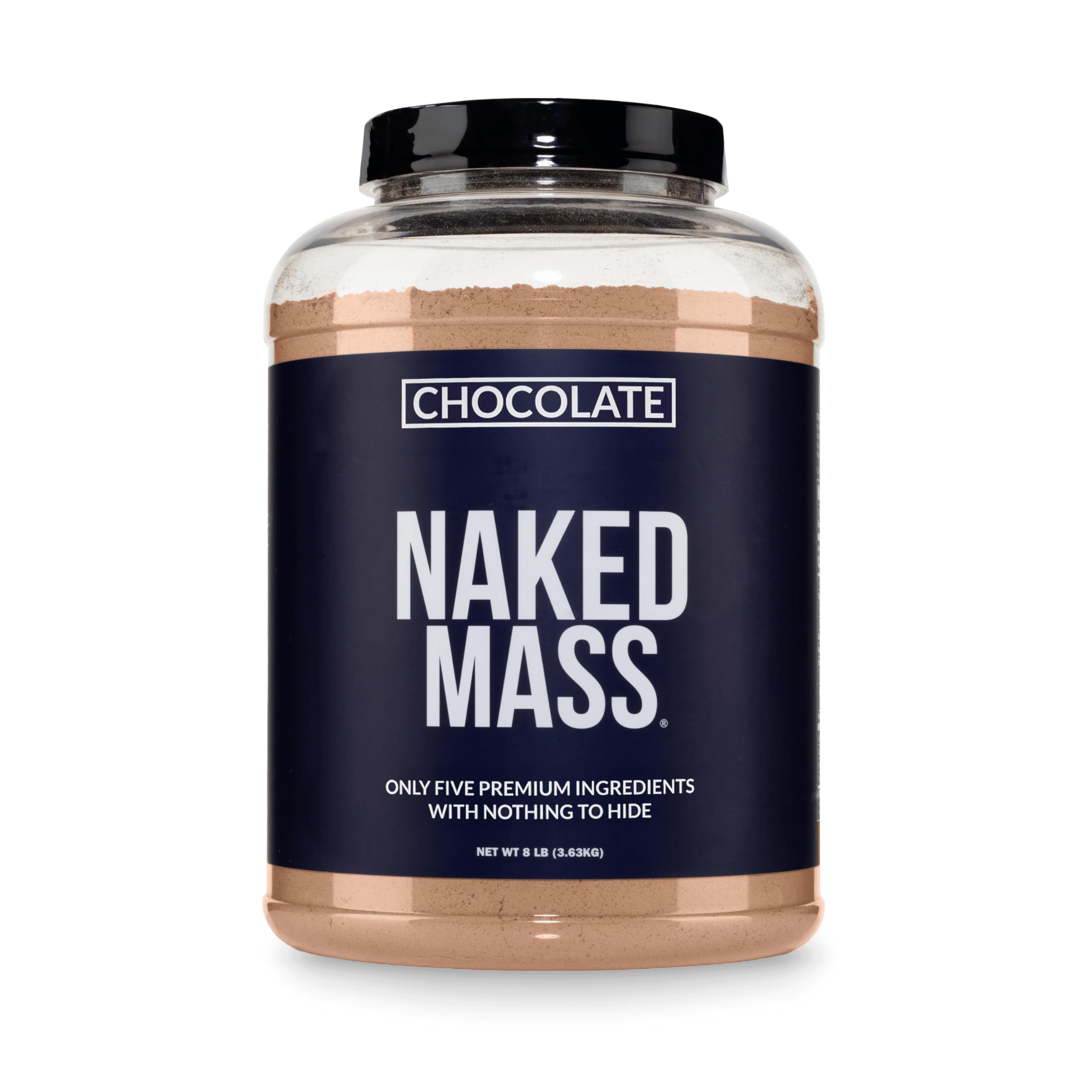 NAKED frasco frontal mostrando etiqueta clara y natural para aumentar masa