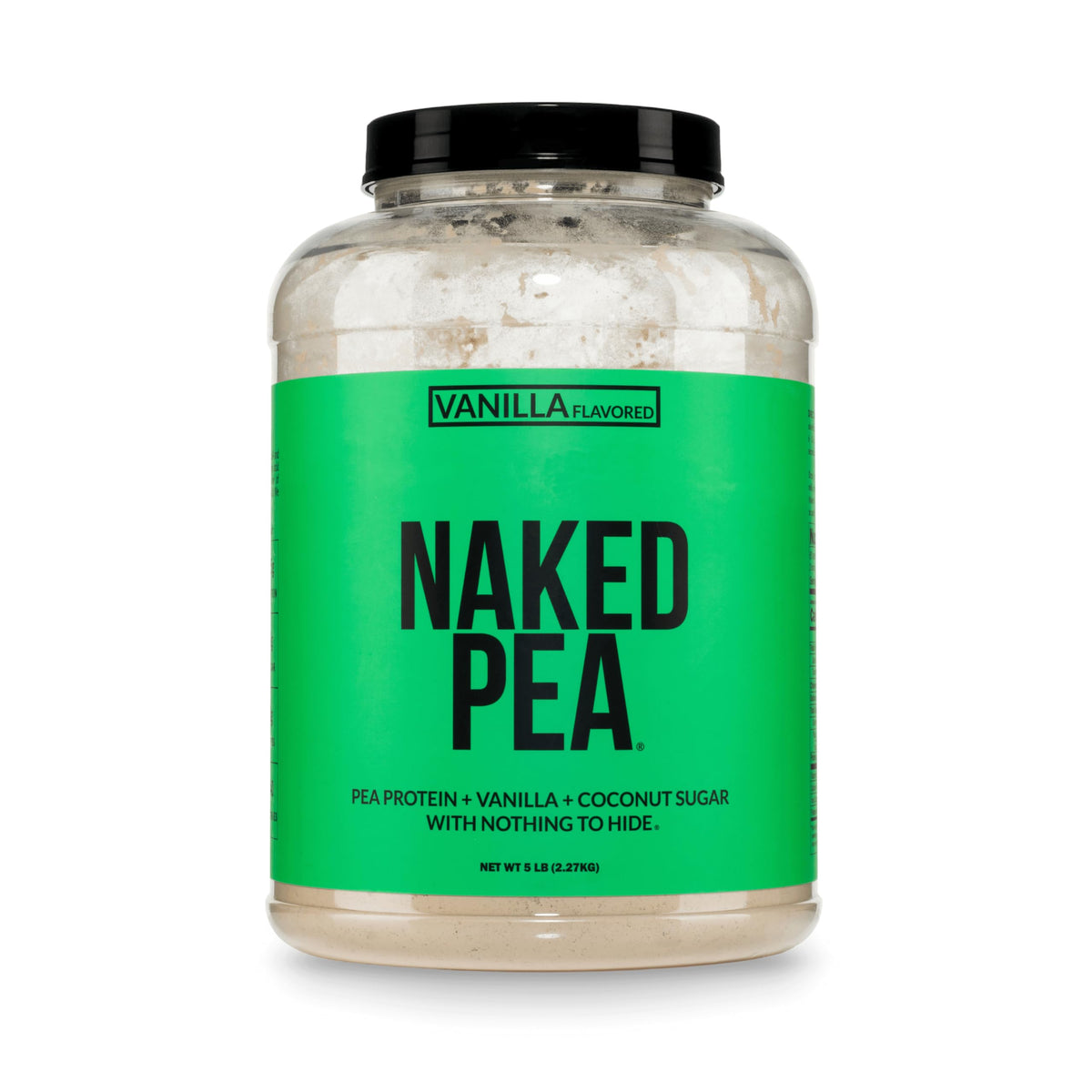 Naked Pea empaque frontal que muestra la marca y beneficios claros