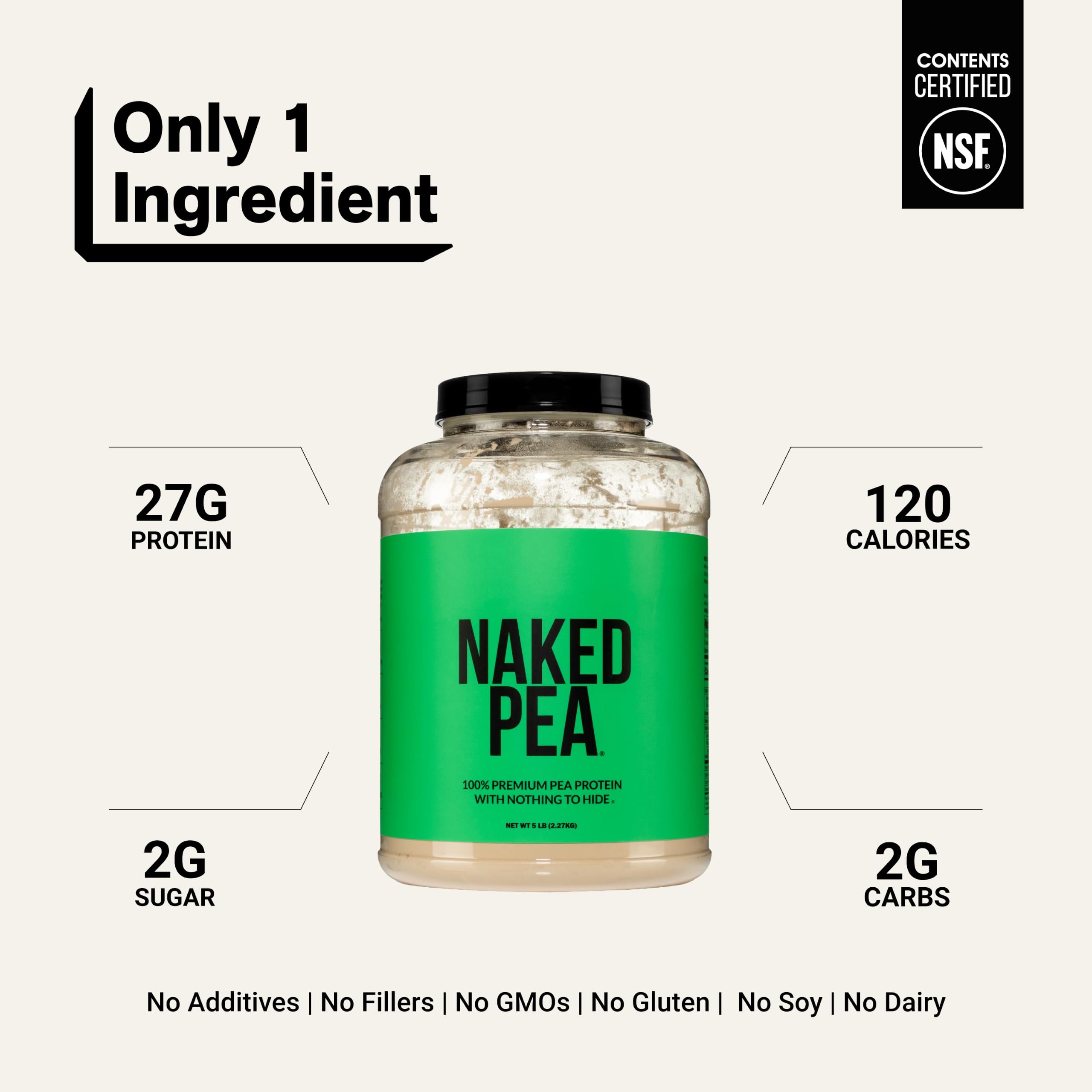 NAKED Pea cuchara medidora con polvo, ración exacta para control de macros