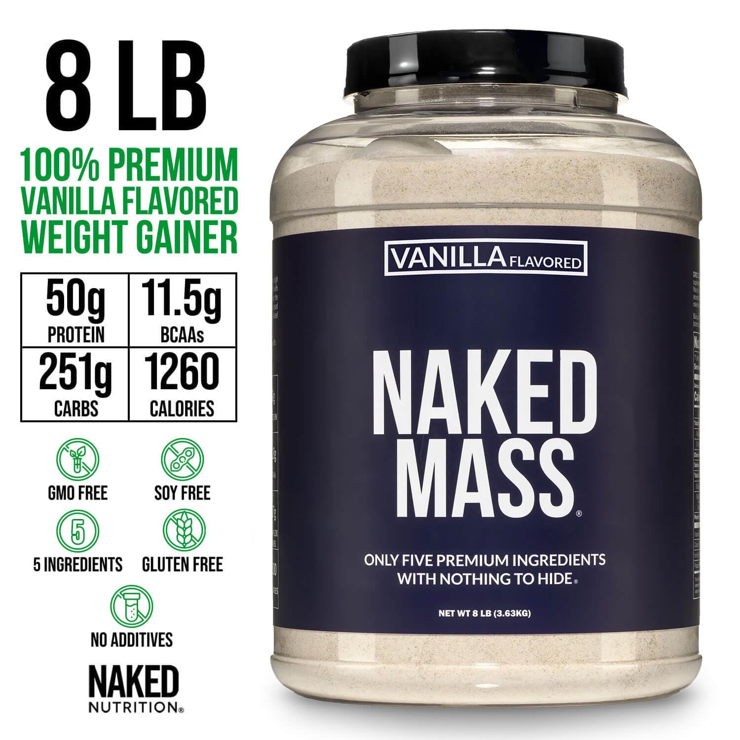 NAKED batido de Vanilla Mass en vaso listo para consumir aumenta calorías