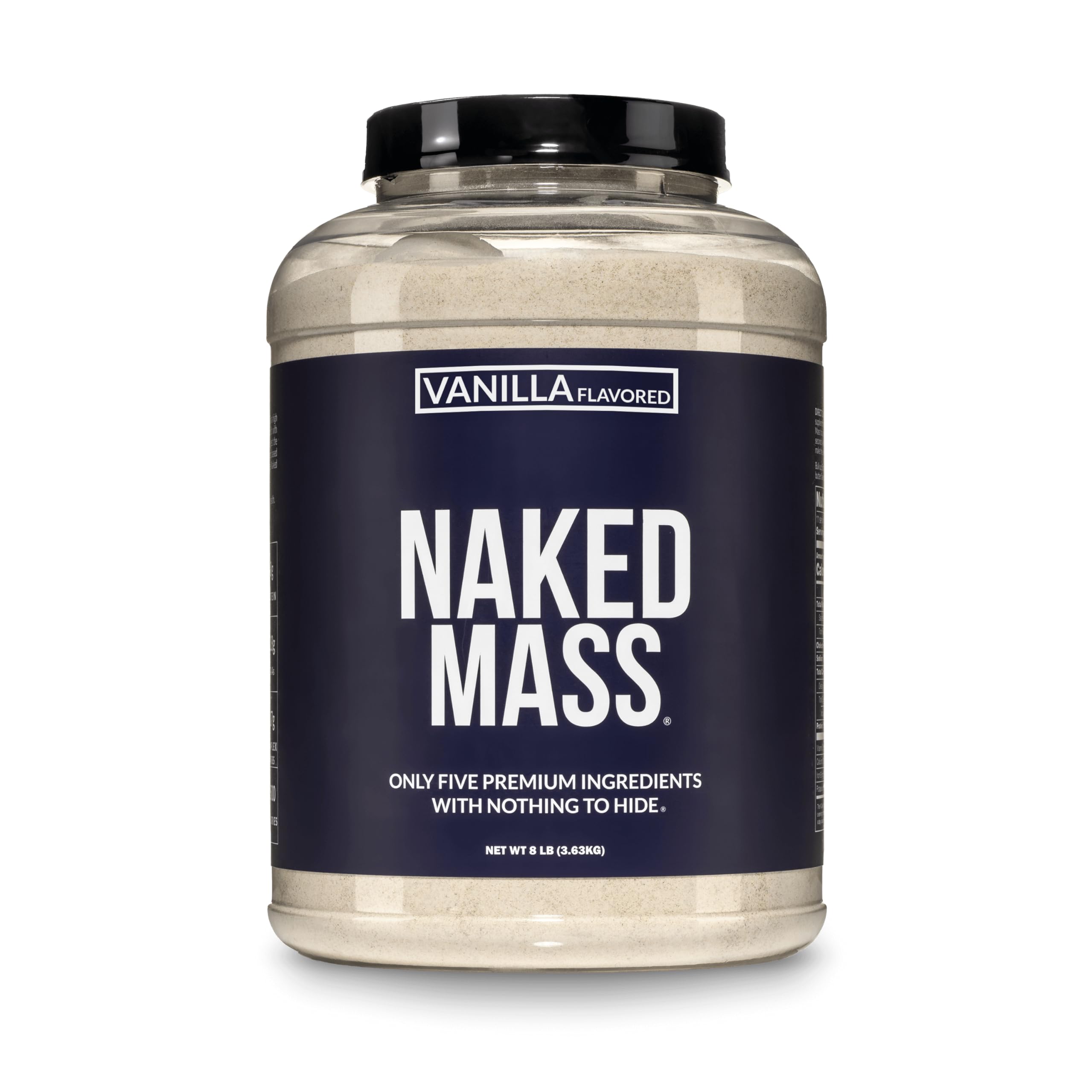 NAKED envase frontal de Vanilla Mass muestra presentación y pureza