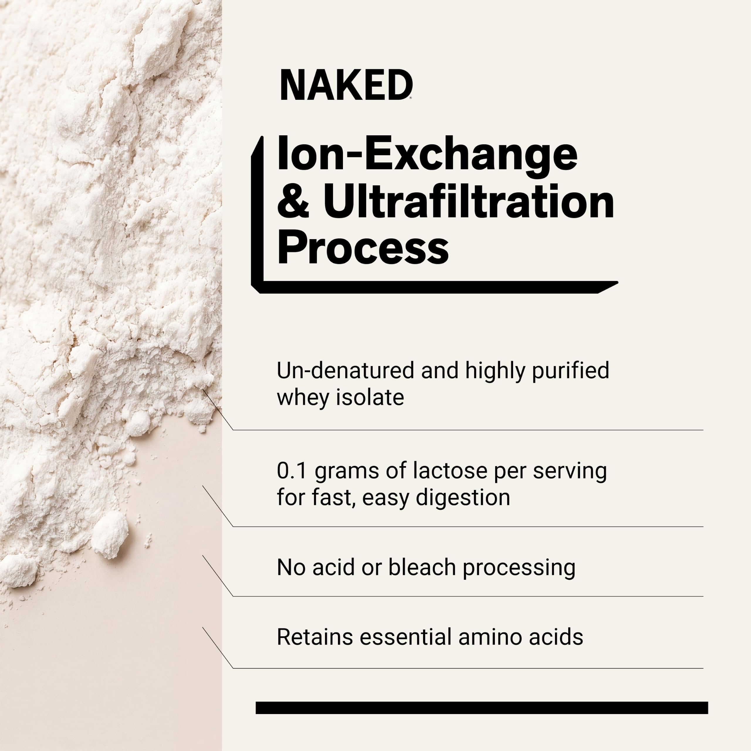 NAKED Whey primer plano de la etiqueta nutricional y ingredientes