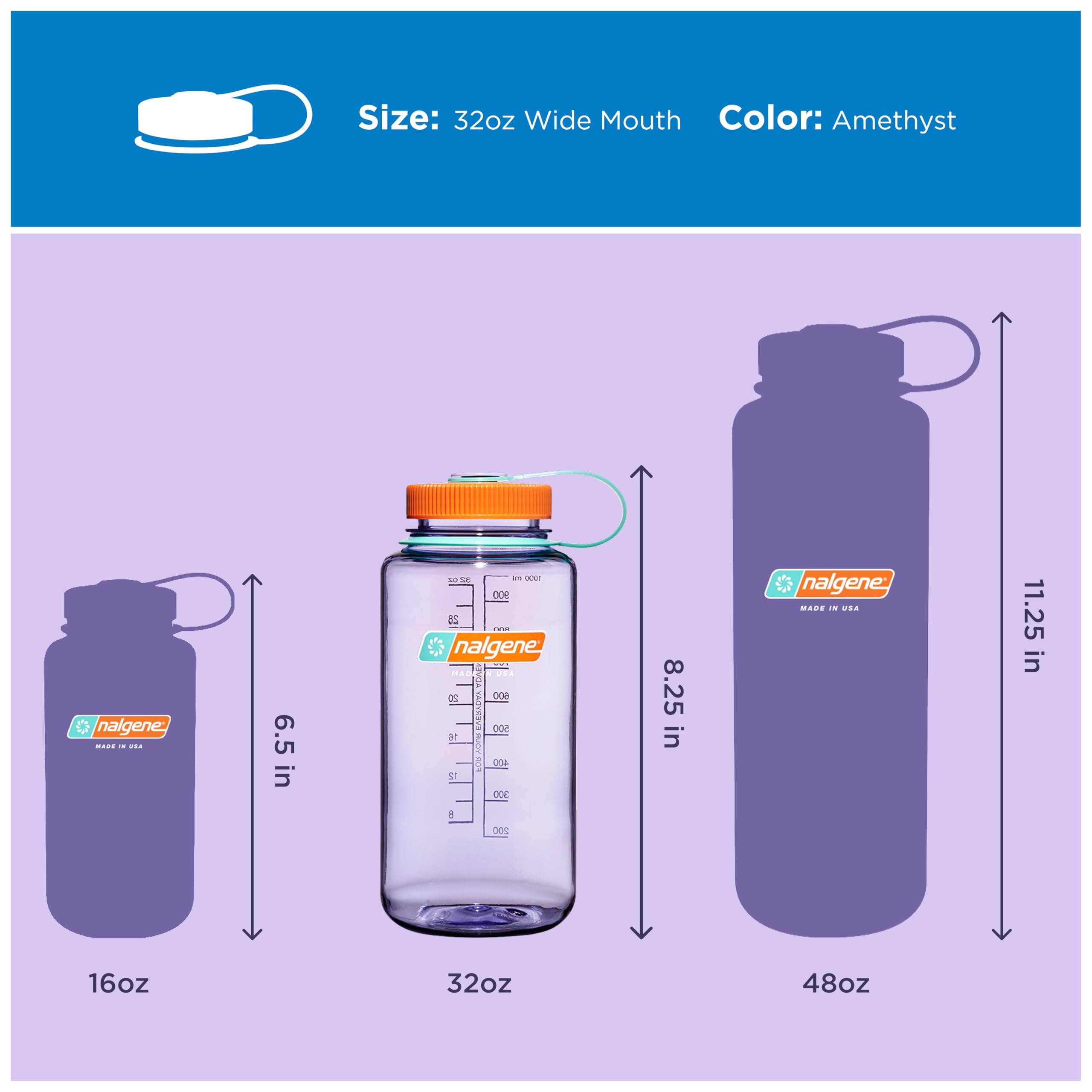 Nalgene marcas de medición en mL y oz para control de líquidos