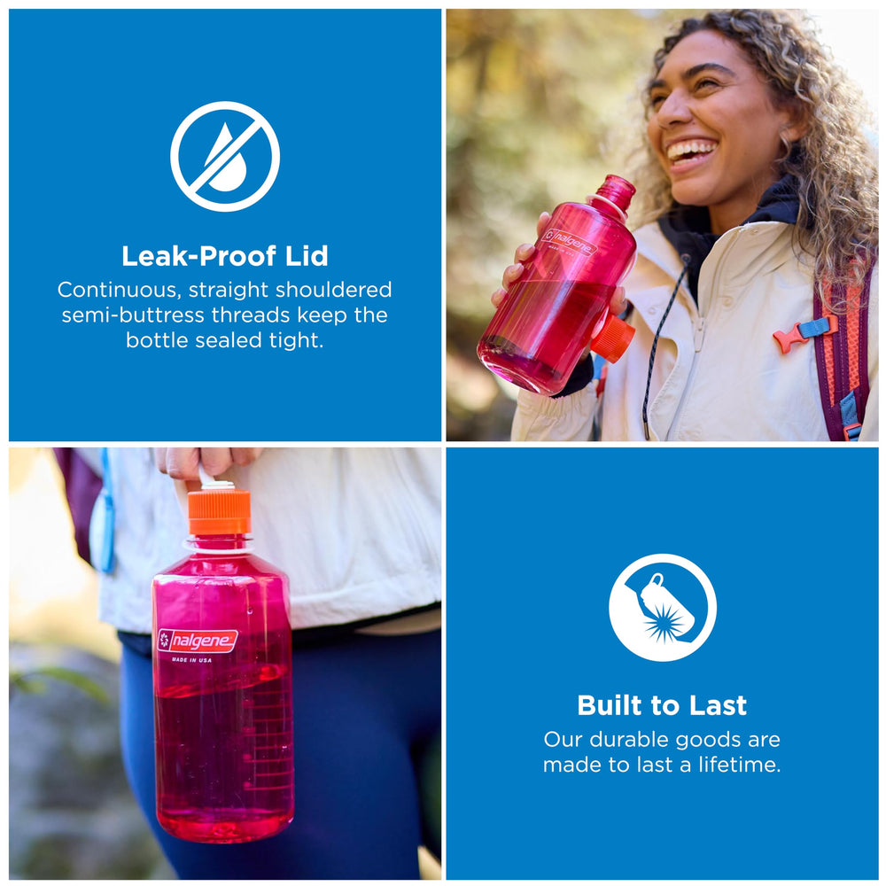 Nalgene tapa detalle con rosca hermética que previene derrames y facilita transporte