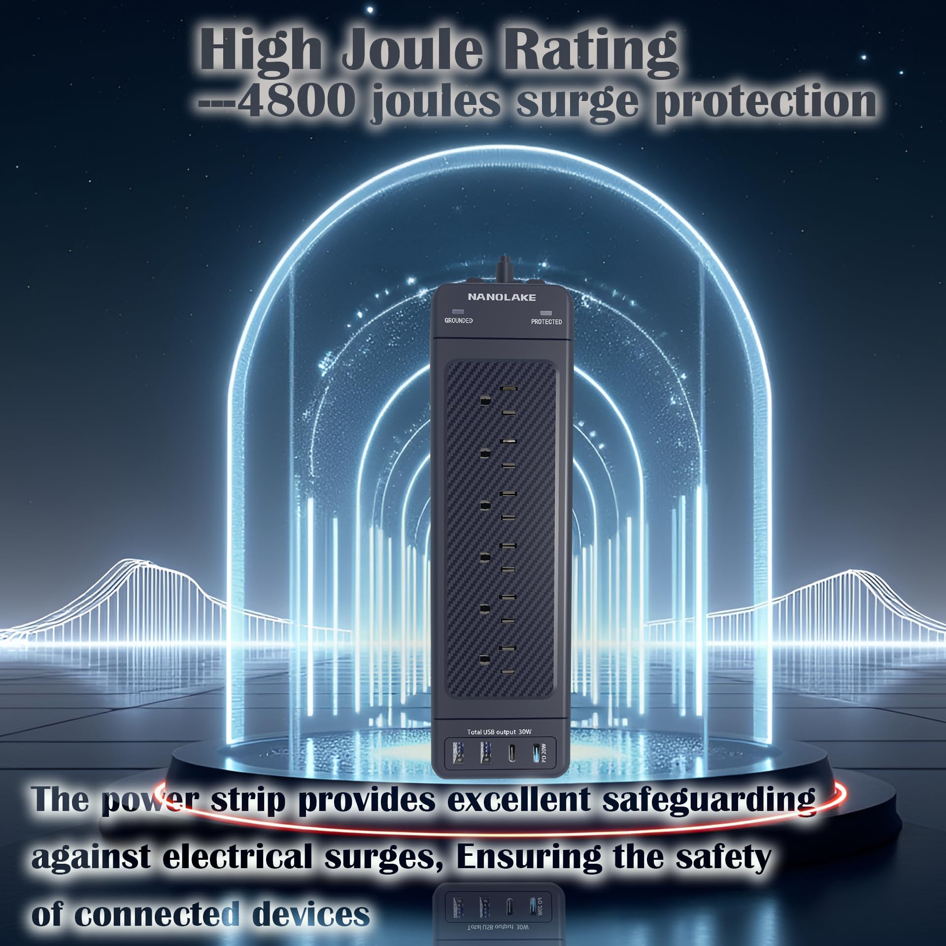 NANOLAKE clavija plana y cable de 10 pies para instalar en espacios estrechos