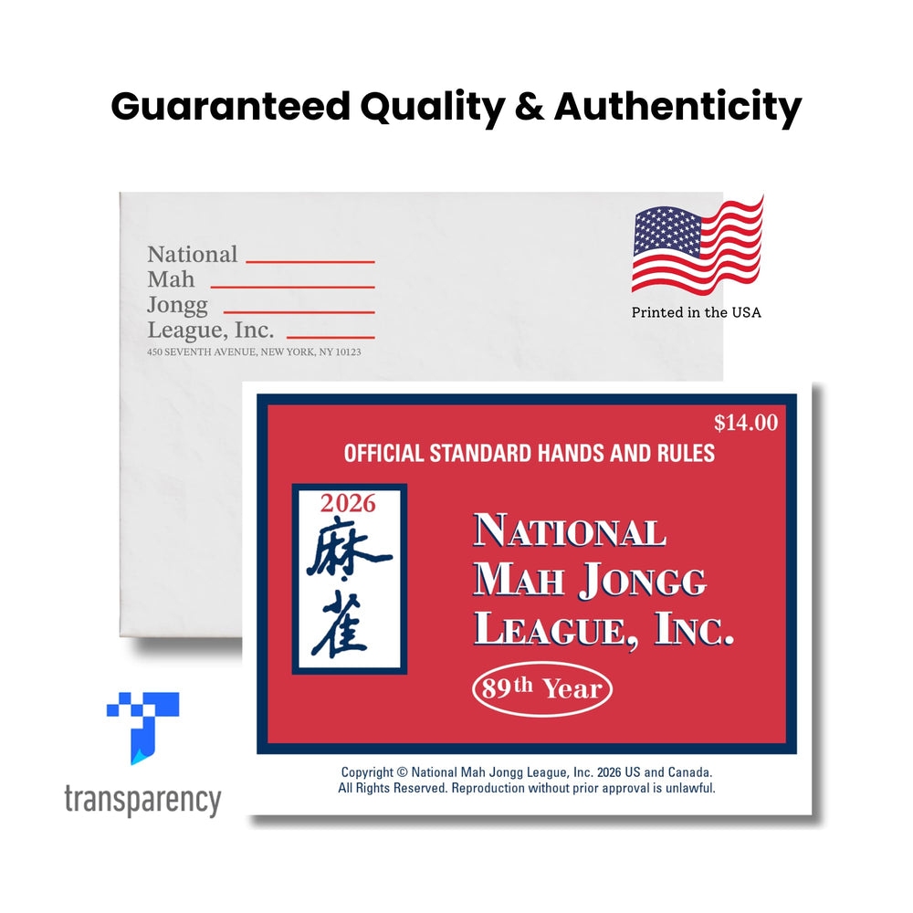 National Mah Jongg League cartilla guardada en bolso para viajes y conveniencia