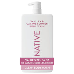 Native gel corporal 36 oz frontal mostrando la botella y el diseño, cómodo para familias
