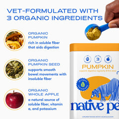 Native Pet cucharada medidora con polvo para dosificar apoyo digestivo preciso