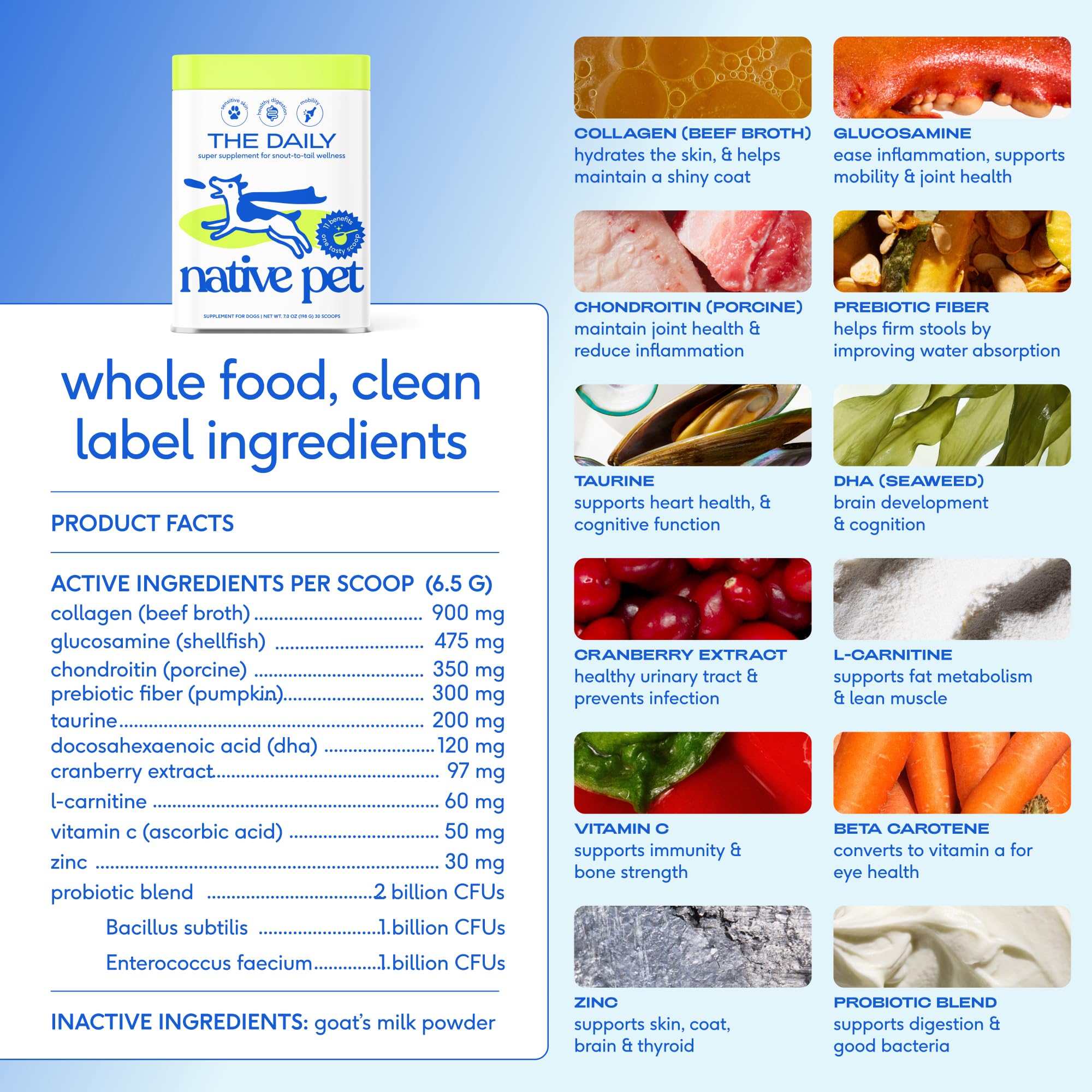 Native Pet etiqueta legible con ingredientes, aporta transparencia y confianza