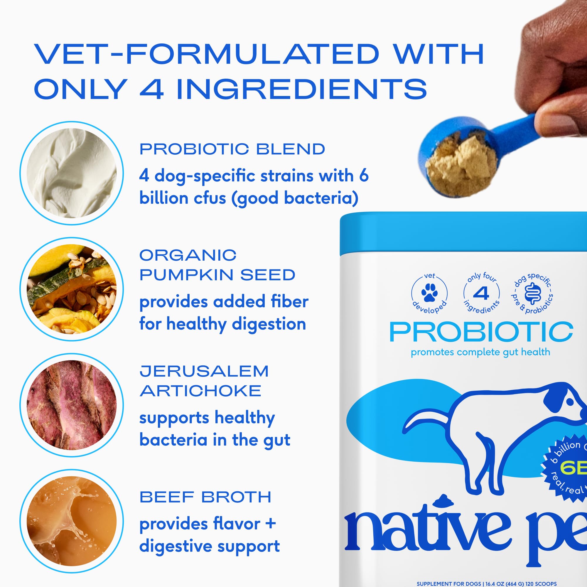 Native Pet polvo mezclado en pienso seco sin cambiar sabor
