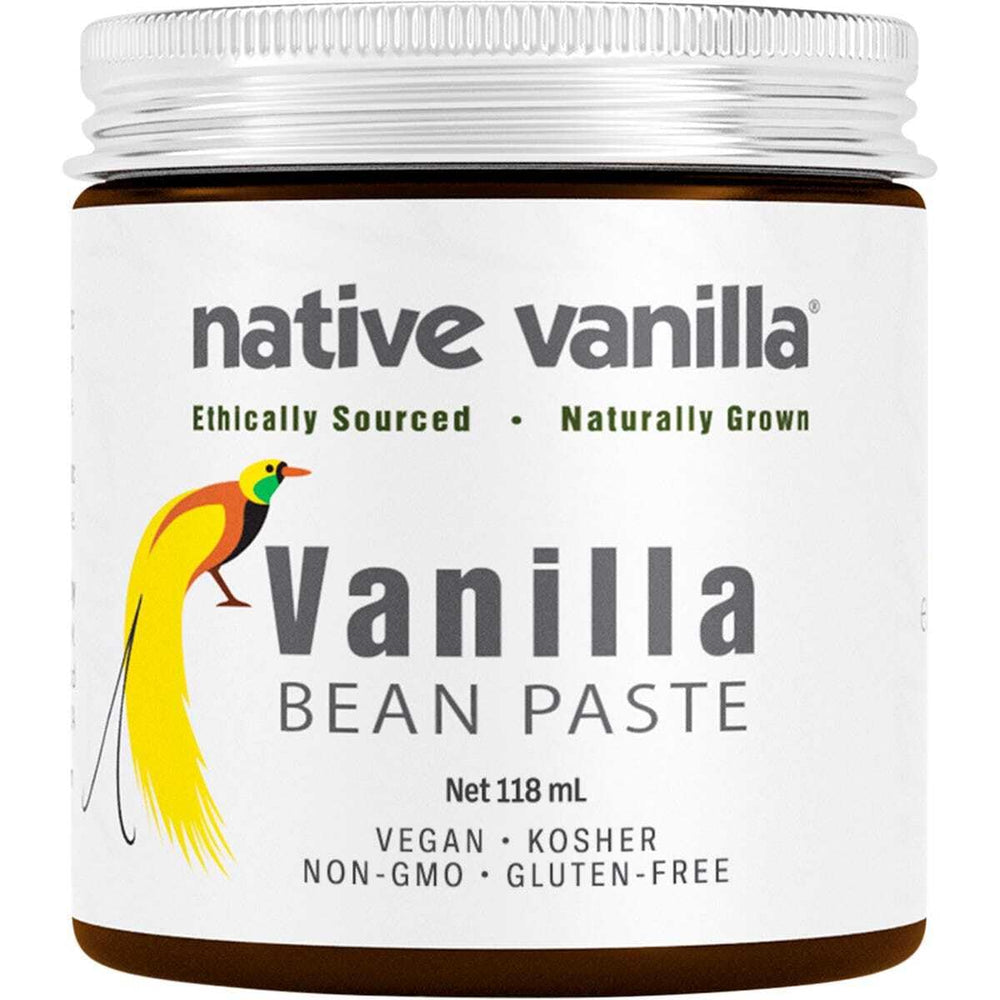 Native Vanilla frasco frente mostrando etiqueta clara y diseño atractivo, conveniencia y calidad