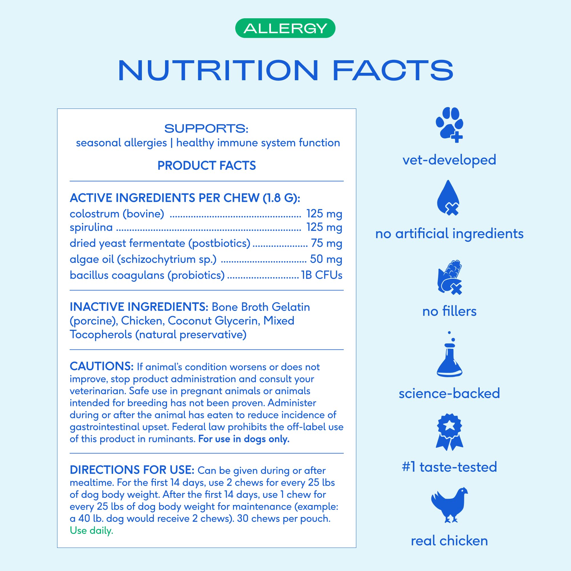 Native Pet etiqueta nutricional legible que facilita dosificación segura