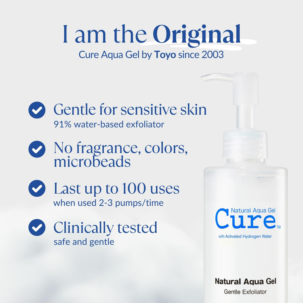 NATURAL AQUA GEL CURE producto en ambiente de baño transmitiendo rutina calmada