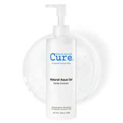 NATURAL AQUA GEL CURE envase frontal mostrando tamaño grande y uso prolongado