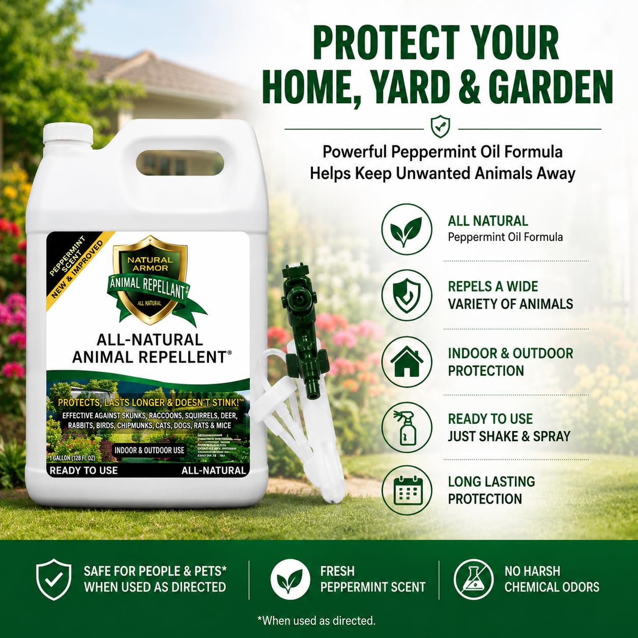 Natural Armor en uso en jardín protegiendo plantas y senderos