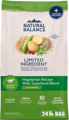 Natural Balance frente del empaque mostrando la receta vegetariana y claridad de ingredientes