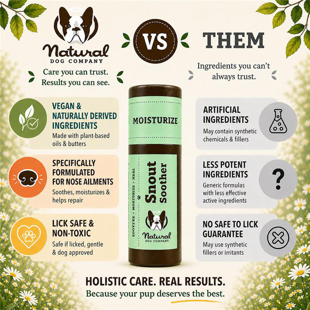 Natural Dog Company primer plano del hocico con bálsamo aplicado suavemente